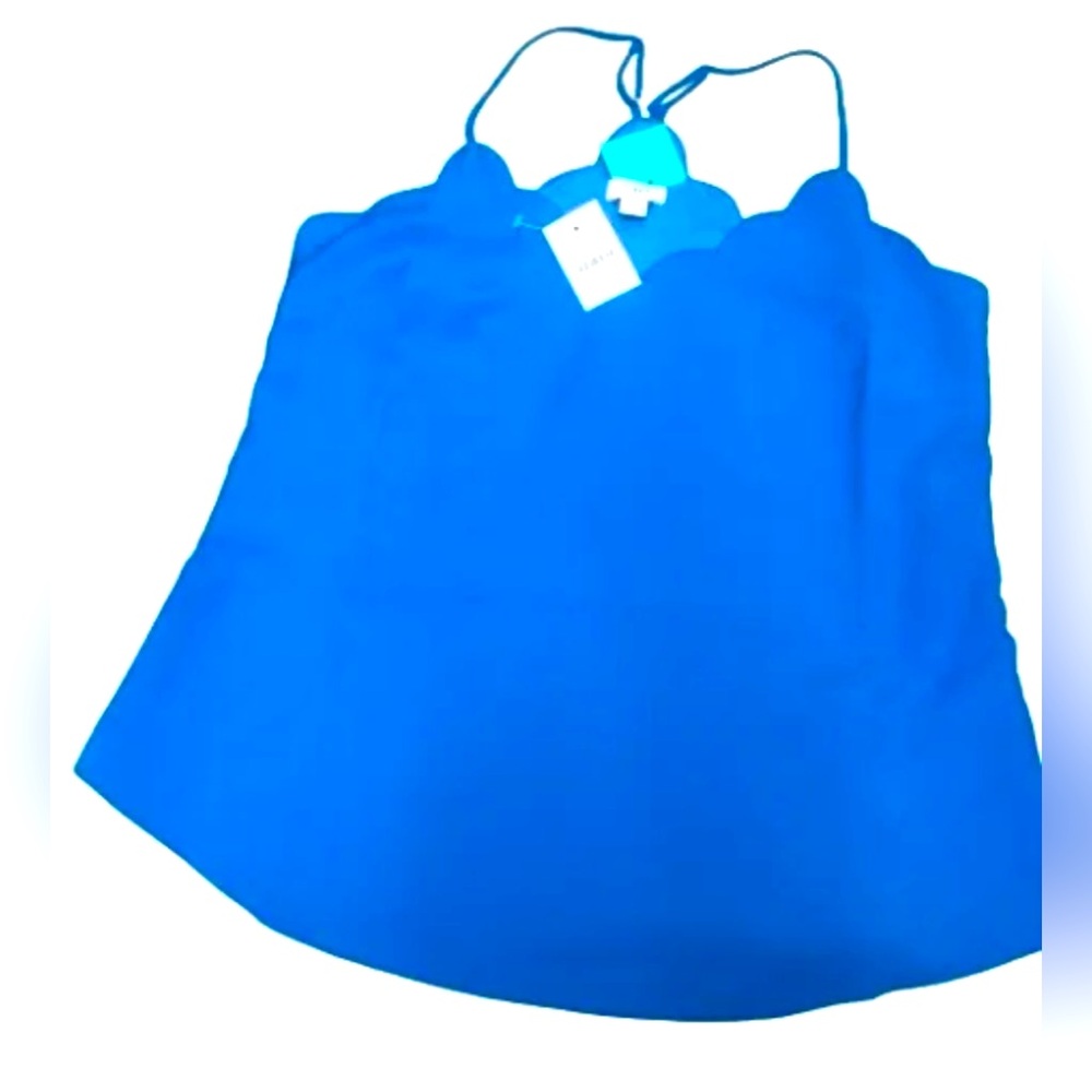 J Crew Womens  Royal Blue Racer Back Tank  With Scallop Edge Sz 0 New